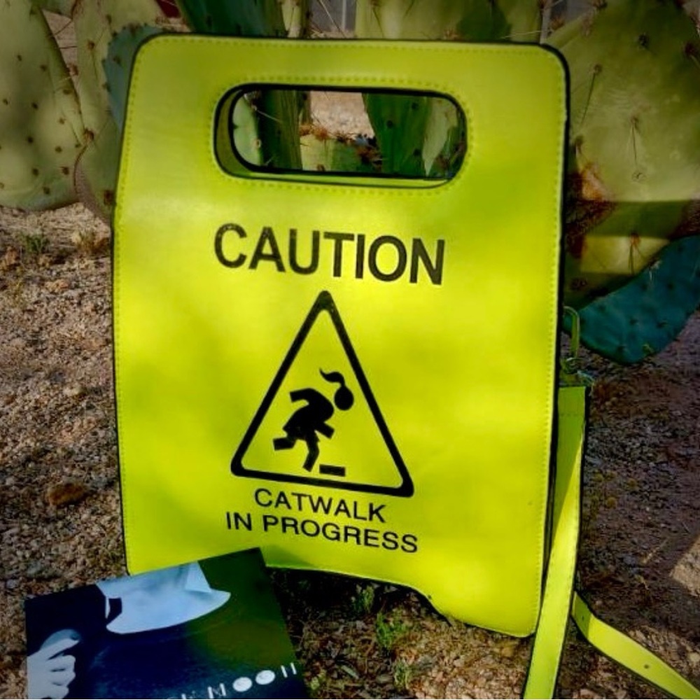 CAUTION ⚠️ YELLOW HIGHLIGHTER WET SIGN NOVELTY CROSSBODY BAG